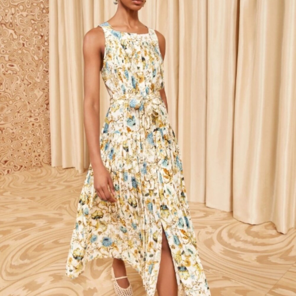 NWOT ULLA JOHNSON Annabeth Silk Midi Dress in Flora XS $750